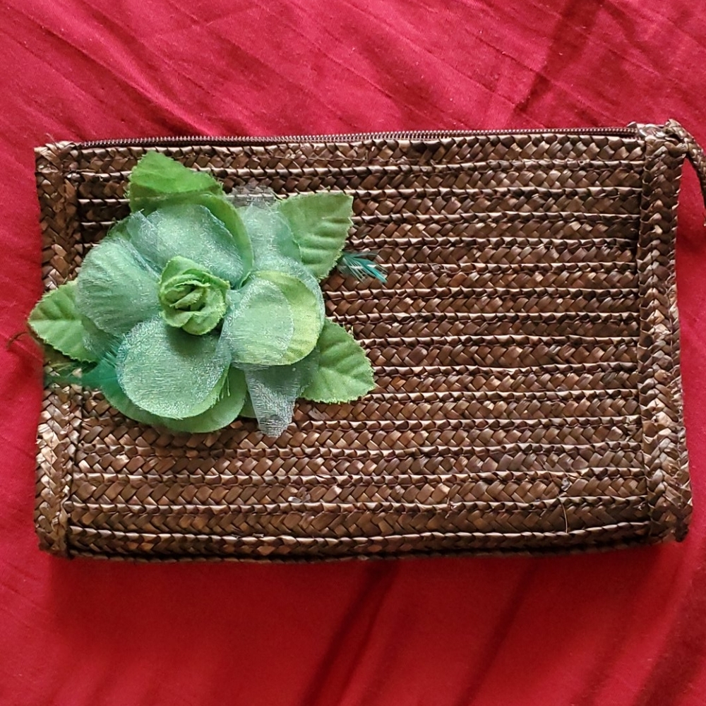 Brown Woven Clutch